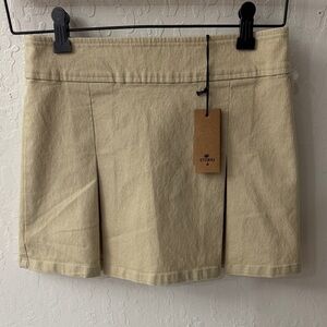 Thrills Corduroy Style Cotton Denim Mini Pleated Skirt AU 8 US 4 NWT Tan